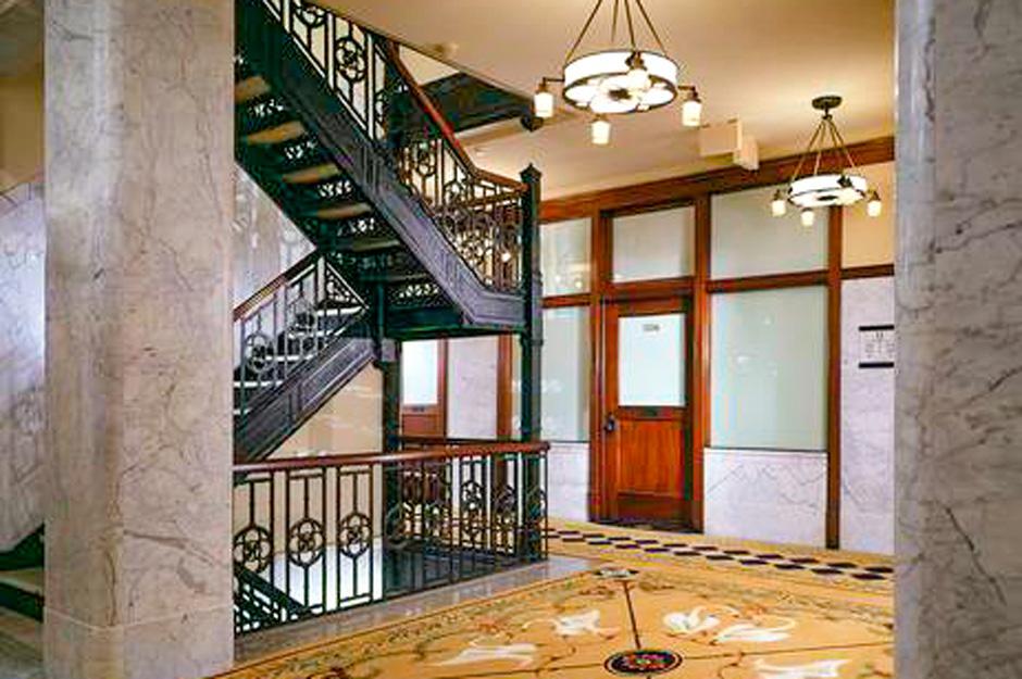 Reliance Building Hotel Burnham stairway