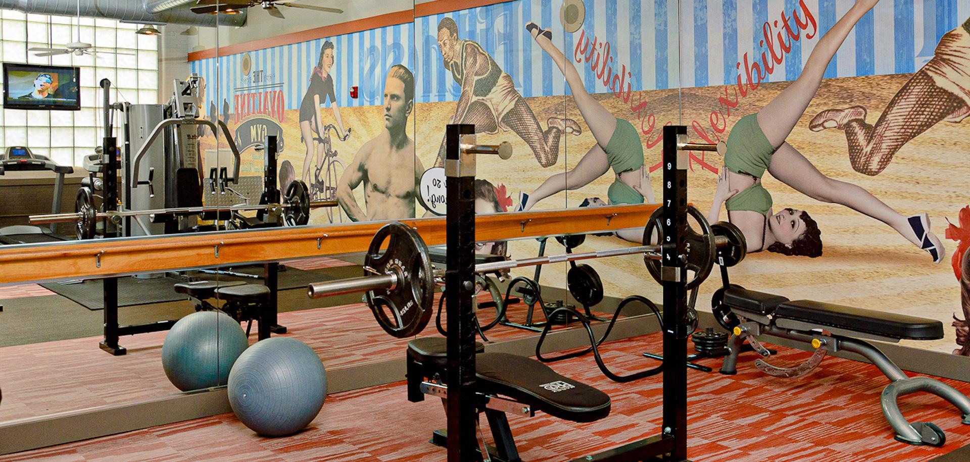 Image of the exercise room at Ovaltine Court